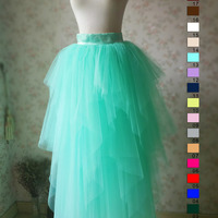 Mint Green Floor Length Tulle Prom Skirt - Thumbnail 2