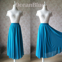 Teal Blue A Line Chiffon Beach Skirt  - Thumbnail 1