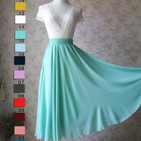 Burgundy Chiffon Long Bridesmaid Skirts - Thumbnail 3