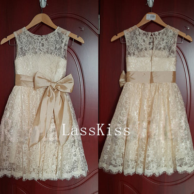 Cute a-line knee length flower girl dress lace dress country skirt summer dress