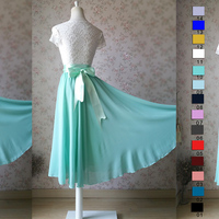 Freshening Mint Green Chiffon Long Skirts - Thumbnail 3
