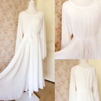 Black Long Sleeve Plus Size Floor Length Chiffon Dress - Thumbnail 1