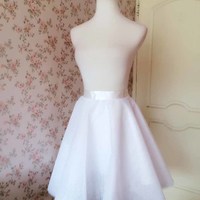 White Midi Tulle Skirt Party Skirt High Waisted Circle Tulle Skirt Custom Plus Size - Thumbnail 3
