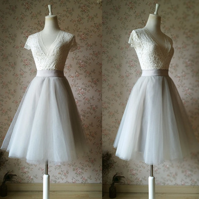 Ladies light gray knee length tulle skirt