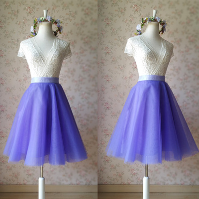 Purple a line midi tulle circle skirt