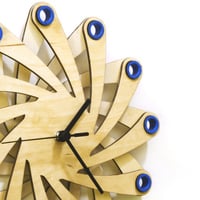 Galaxy blue - contemporary stylish wall clock made of bent plywood, wooden wall clock, wood wall art - Thumbnail 4