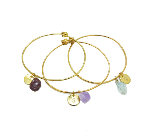 Personalized Gemstone Bangle (Gold)