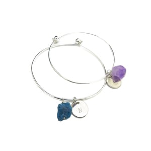 Personalized Gemstone Bangle (Silver)