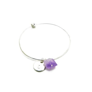 Personalized Gemstone Bangle (Silver) - Thumbnail 1