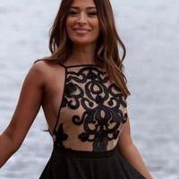 Black Ball Gown Satin Prom Dresses Cew Neck Lace Mini Short Homecoming Dresses Party Gowns Vestidos - Thumbnail 2