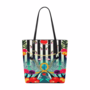 Flamingo Black & White Stripe with Flowers Tote Bag-1