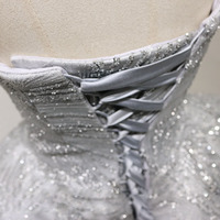 Sparkly Ball Gown Sweetheart Gray Wedding Gowns - Thumbnail 2