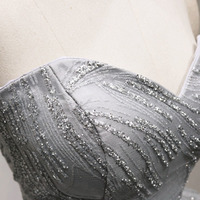 Sparkly Ball Gown Sweetheart Gray Wedding Gowns - Thumbnail 3