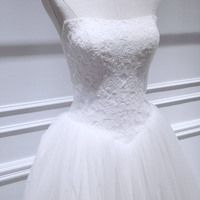 Strapless Long Lace Ball Gown Wedding Dresses  - Thumbnail 3