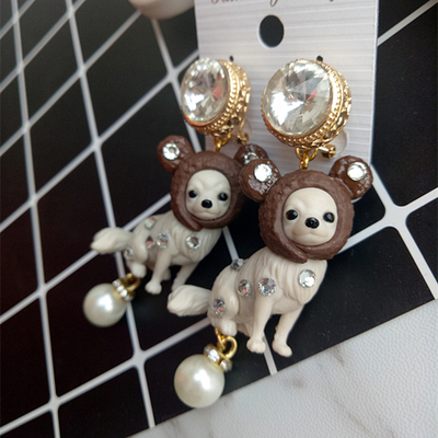Chihuahua bling bling dangle earrings