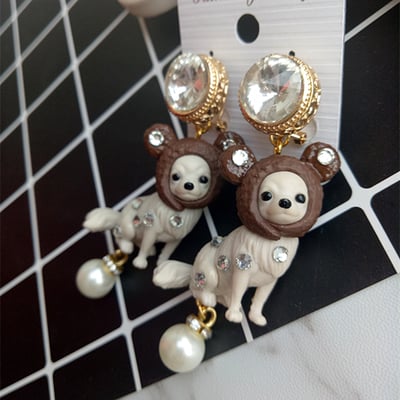 Chihuahua Bling Bling dangle earrings