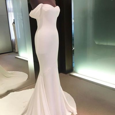White prom dresses,mermaid prom dress,white prom gown,chiffon prom gowns,elegant evening dress,modest evening gowns,sexy party gowns