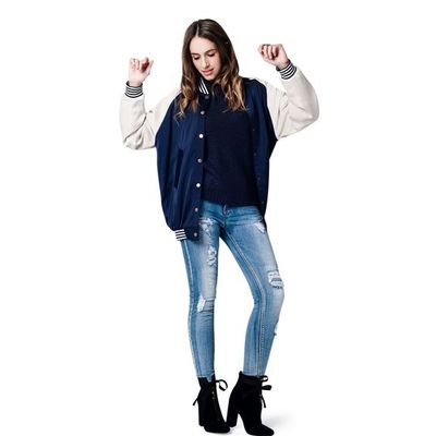 Blue silky bomber jacket - Thumbnail 1