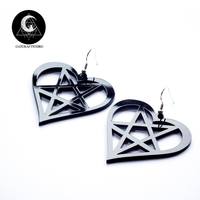 Heartagram black earrings - Thumbnail 1