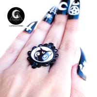 Black Luna Cat ring - Thumbnail 1