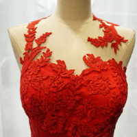 Fashion Mermaid O-neck Lace Applique Prom Dresses Long Formal Evening Gowns RE122 - Thumbnail 2