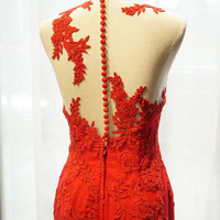 Fashion Mermaid O-neck Lace Applique Prom Dresses Long Formal Evening Gowns RE122 - Thumbnail 3