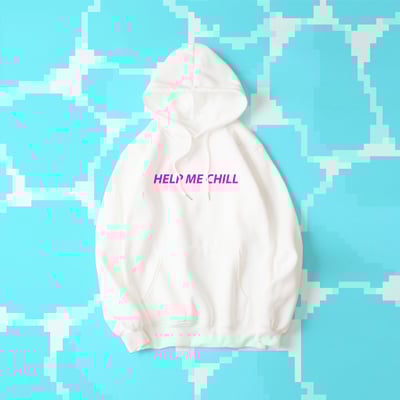 Black / white vaporwave help me chill hoodie 