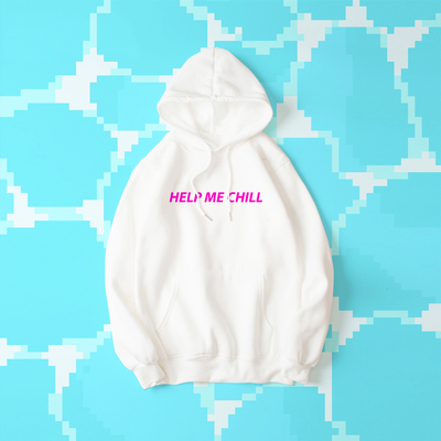 BLACK / WHITE VAPORWAVE HELP ME CHILL HOODIE 