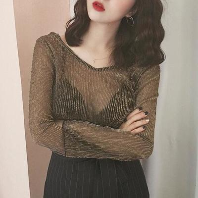 Metallic see-through overall top