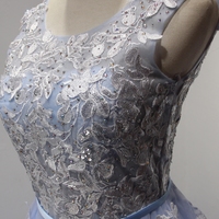 Real Photos Backless A-line Lace Appliques Beaded Long Prom Dresses Plus Size RE128 - Thumbnail 2