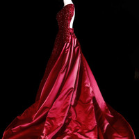 Real Photos V-neck Long Sleeves Lace Applique Beaded Prom Evening Dresses Backless Detachable Skirt Prom Party Dresses RE140 - Thumbnail 1