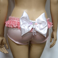 Sweet Pastel Pink Glitter Bra with Scrunchie Bottom Cosplay Dance Costume Rave Bra Rave Wear Halloween Burlesque Show Girl - Thumbnail 4