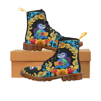 Funky Picasso Style Canvas Combat Boots