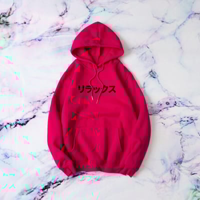 JAPANESE VAPORWAVE RELAX HOODIE IN CRANBERRY