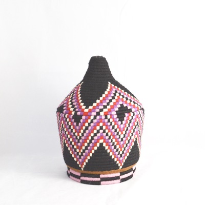   berber basket handwoven vintage moroccan wool lidded basket