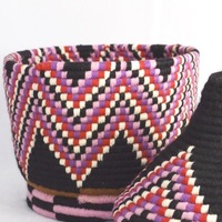   Berber Basket Handwoven Vintage Moroccan Wool Lidded Basket - Thumbnail 4