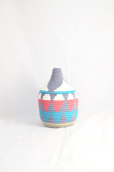 Berber Basket Handwoven Vintage Moroccan Wool Lidded Basket
