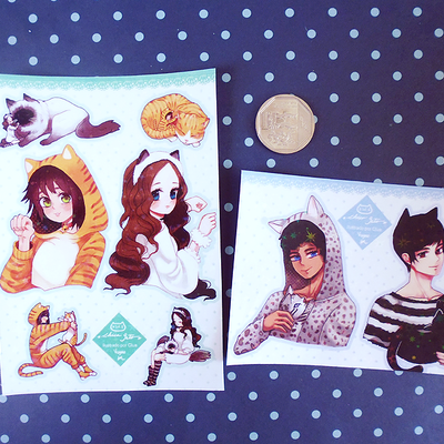 Chica gato/chico gato sticker sheets! - Thumbnail 3
