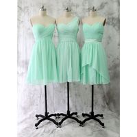 Discount Knee Length Mint Green Bridesmaid Dress,Short Mint Green Wedding Party Dress - Thumbnail 1