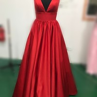 Royal Blue Prom Dress,Sexy V-neckline Evening Dress,Discount Graduation Dress - Thumbnail 3