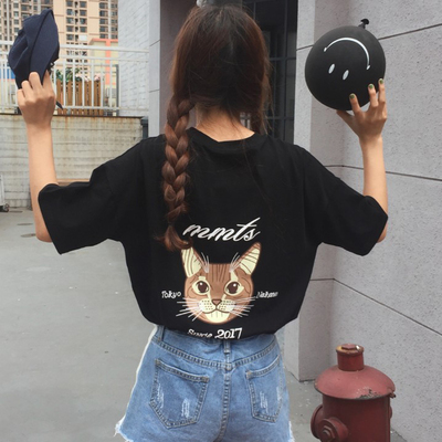 Cute Cat embroidery t-shirt