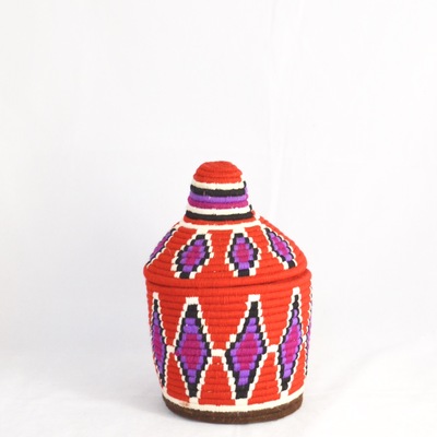  berber basket handwoven vintage moroccan wool lidded basket