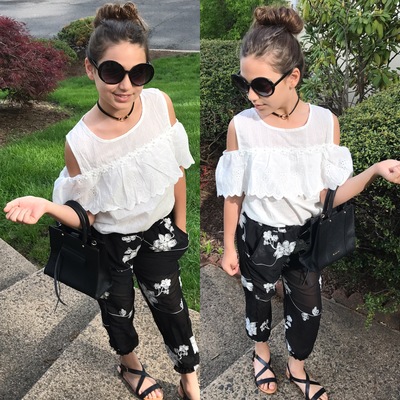 Floral Chiffon Pants/Shirt Set