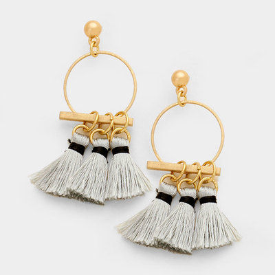 Mini tassel earrings in grey