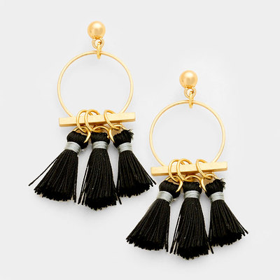 Mini tassel earrings in black