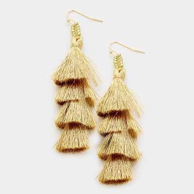 Layered Tassel Earrings In Gold