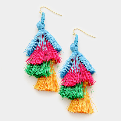 Layered Tassel Earrings In MultiColor