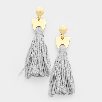 Rope Tassel Earrings In Grey
