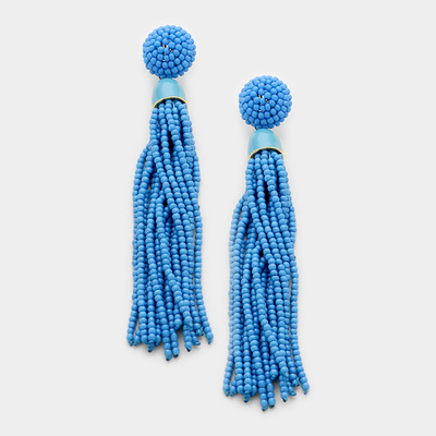 Blue tassel earrings