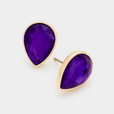 Gem stone earrings in purple